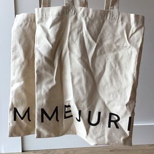 Mejuri Cream Canvas Tote with Black Logo